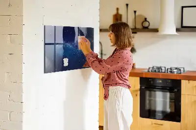 Magnetinė rašymo lenta tamsus dangus ir žvaigždės