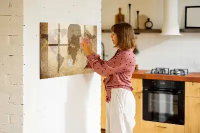 Magnetinė rašymo lenta senovinio pasaulio žemėlapio dizaino