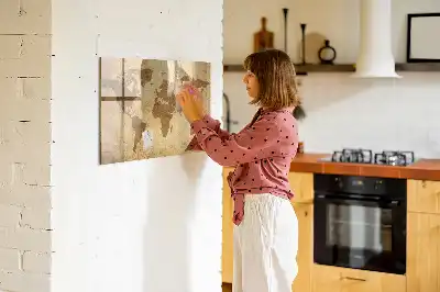 Magnetinė rašymo lenta senovinio pasaulio žemėlapio dizaino