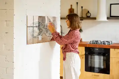 Magnetinė rašymo lenta su pasaulio gaublio žemėlapiu
