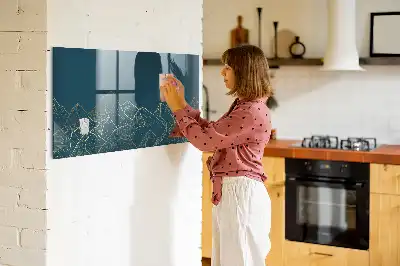Magnetinė rašymo lenta kalnų eskizo dizainas