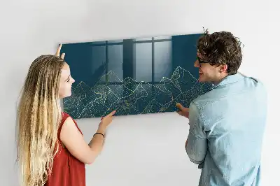 Magnetinė rašymo lenta kalnų eskizo dizainas