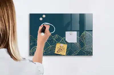 Magnetinė rašymo lenta kalnų eskizo dizainas