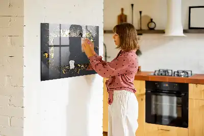 Magnetinė rašymo lenta auksiniais konfeti raštais