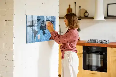 Pasaulio žemėlapis magnetinė sauso valymo lenta
