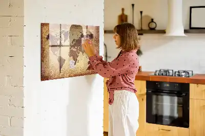 Magnetinė rašymo lenta su senovinio pasaulio žemėlapio dizainu