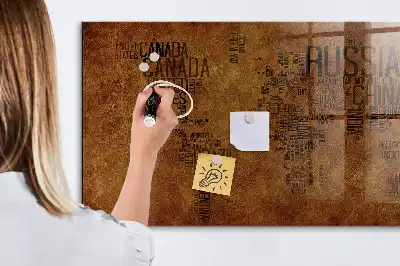 Magnetinė rašymo lenta žemėlapis su šalių pavadinimais