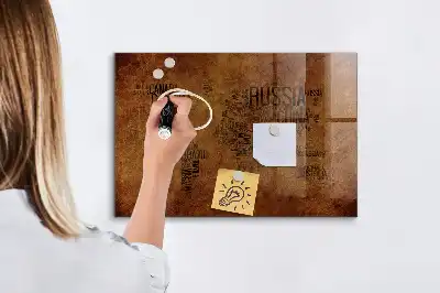 Magnetinė rašymo lenta žemėlapis su šalių pavadinimais