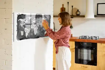 Magnetinė sauso valymo lenta su retro pasaulio žemėlapio motyvu