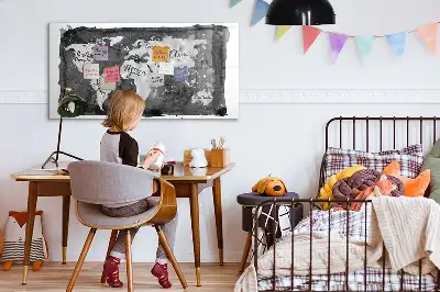 Magnetinė sauso valymo lenta su retro pasaulio žemėlapio motyvu