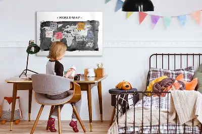Magnetinė sauso valymo lenta su retro pasaulio žemėlapio motyvu