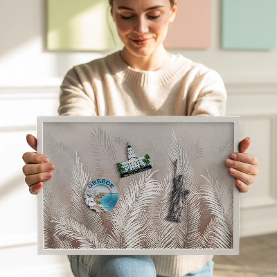 Magnetinė lenta su balta rėmelio Natūralūs boho lapai