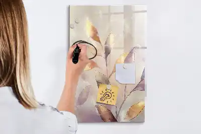 Magnetinė lenta sausam valymui su akvarelinių augalų motyvu