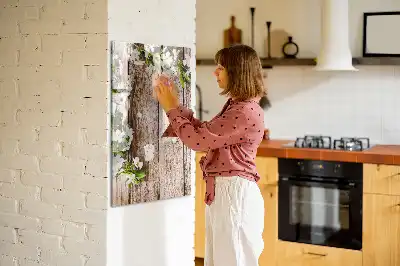 Magnetinė sauso valymo lenta Gėlės ant medinių lenčių