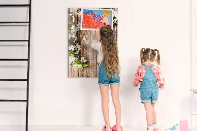 Magnetinė sauso valymo lenta Gėlės ant medinių lenčių