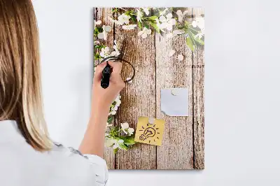 Magnetinė sauso valymo lenta Gėlės ant medinių lenčių