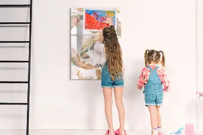 Magnetinė sauso valymo lenta su paukščių plunksnų raštu