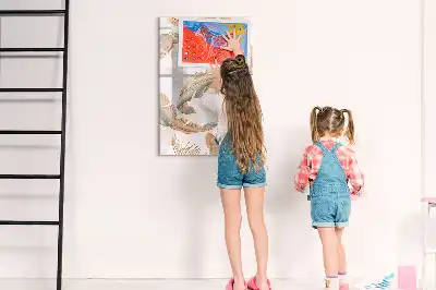 Magnetinė sauso valymo lenta su paukščių plunksnų raštu