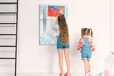 Magnetinė sauso valymo lenta su gėlių eskizo raštu