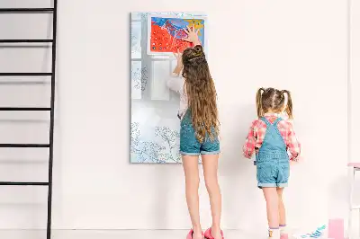 Magnetinė sauso valymo lenta su gėlių eskizo raštu