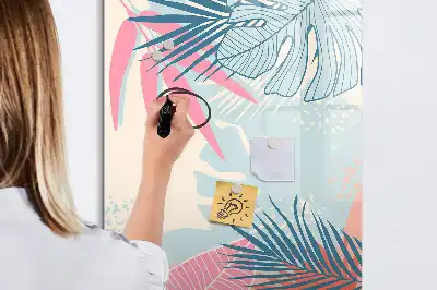 Magnetinė lenta sausam valymui pastelių lapų motyvu