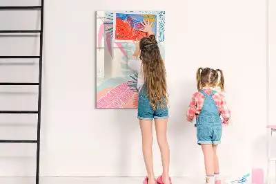 Magnetinė lenta sausam valymui pastelių lapų motyvu