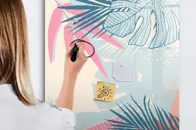 Magnetinė lenta sausam valymui pastelių lapų motyvu