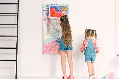 Magnetinė lenta sausam valymui pastelių lapų motyvu