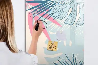 Magnetinė lenta sausam valymui pastelių lapų motyvu