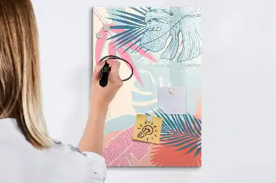 Magnetinė lenta sausam valymui pastelių lapų motyvu