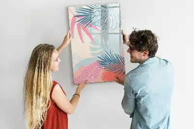 Magnetinė lenta sausam valymui pastelių lapų motyvu