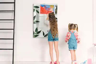 Magnetinė sauso valymo lenta su žalių lapų rėmeliu