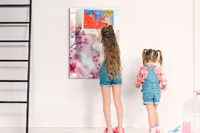 Magnetinė sauso valymo lenta su pavasario gėlių raštu