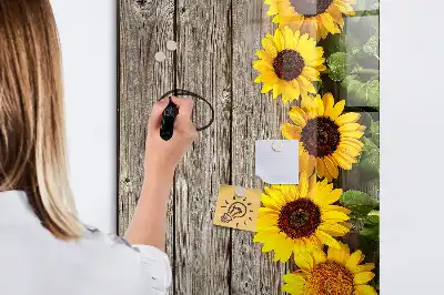 Magnetinė sauso valymo lenta saulėgrąžos ant medžio