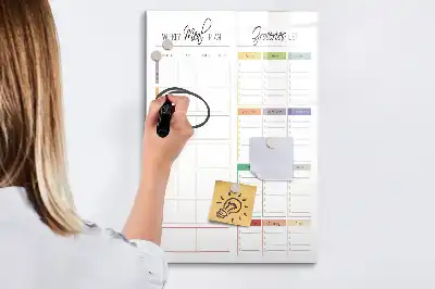 Magnetinė savaitės valgiaraščio lenta sauso valymo