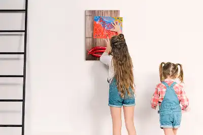 Magnetinė sauso valymo lenta su čili pipirų ant medinės lentos motyvu
