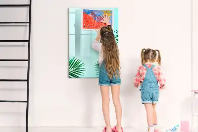 Magnetinė sauso valymo lenta su egzotinių lapų raštu