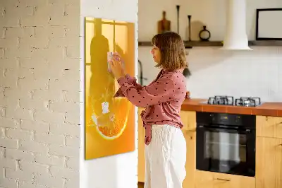 Magnetinė sauso valymo lenta apelsinų sulčių tema