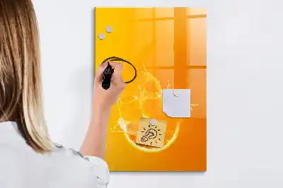 Magnetinė sauso valymo lenta apelsinų sulčių tema