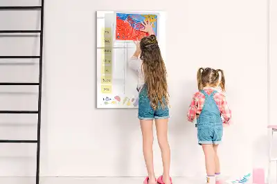 Magnetinė savaitės valgiaraščio lenta skirta sausam valymui