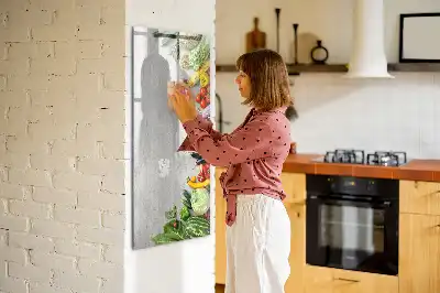 Magnetinė sauso valymo lenta daržovės ant medžio