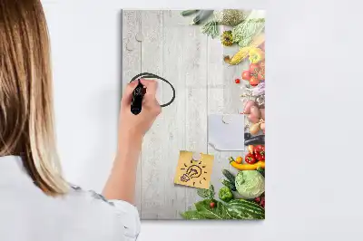 Magnetinė sauso valymo lenta daržovės ant medžio