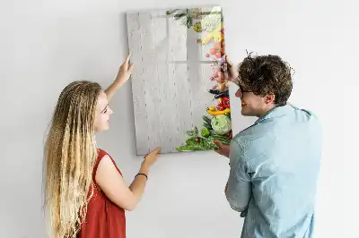 Magnetinė sauso valymo lenta daržovės ant medžio