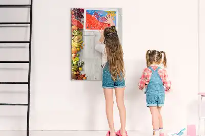 Magnetinė sauso valymo lenta daržovės ant medžio