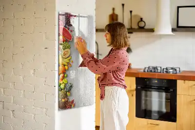 Magnetinė sauso valymo lenta daržovės ant medžio