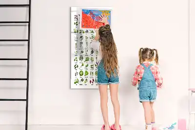Magnetinė sauso valymo lenta su žalios spalvos daržovių piešiniu