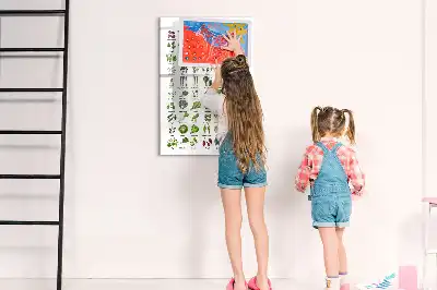 Magnetinė sauso valymo lenta su žalios spalvos daržovių piešiniu