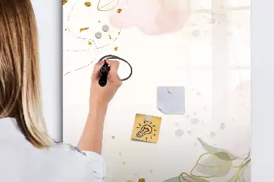 Magnetinė sauso valymo lenta auksinė daržovių abstrakcija