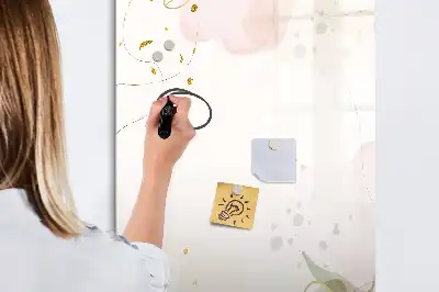 Magnetinė sauso valymo lenta auksinė daržovių abstrakcija