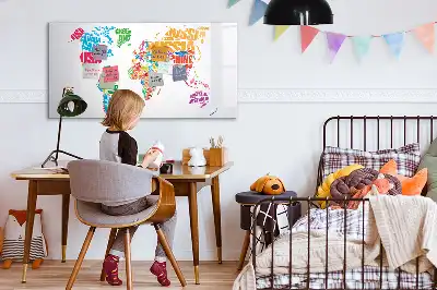 Magnetinė rašymo lenta spalvingi šalių pavadinimai
